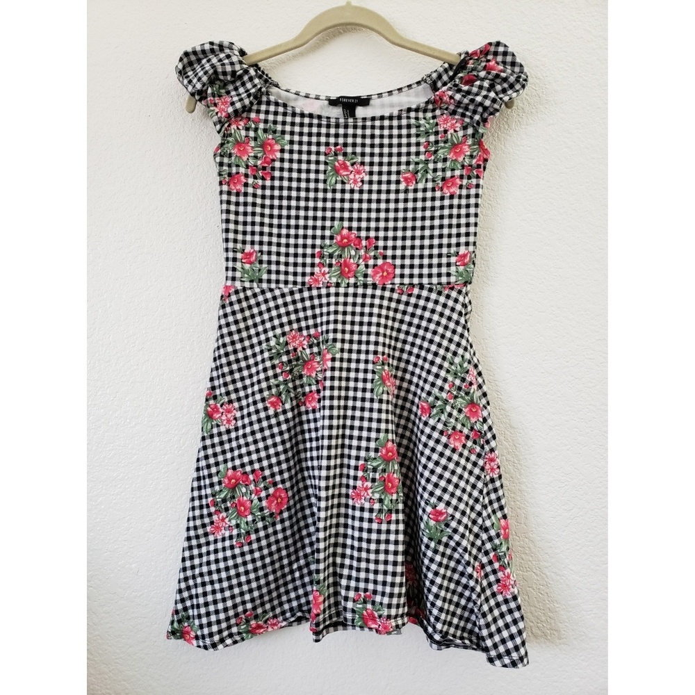 Floral gingham spring dress